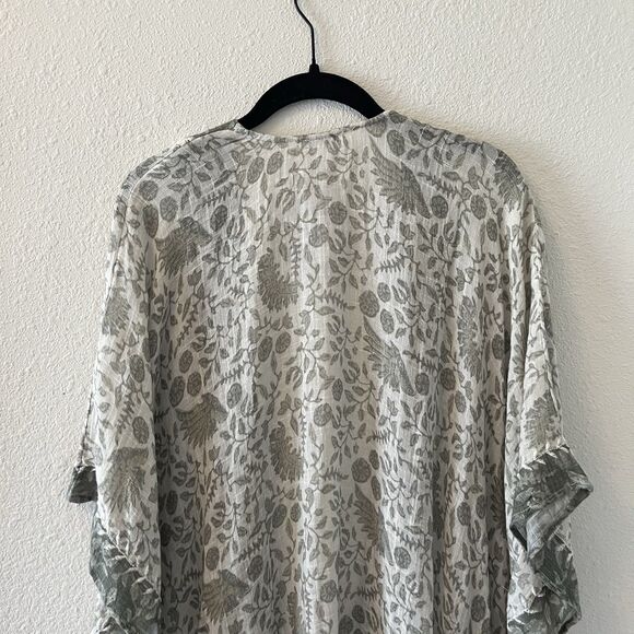 NWT J.Jill Kimono Size S-L Green Embroidered Open Cotton Blend Boho Lagenlook - Picture 12 of 13